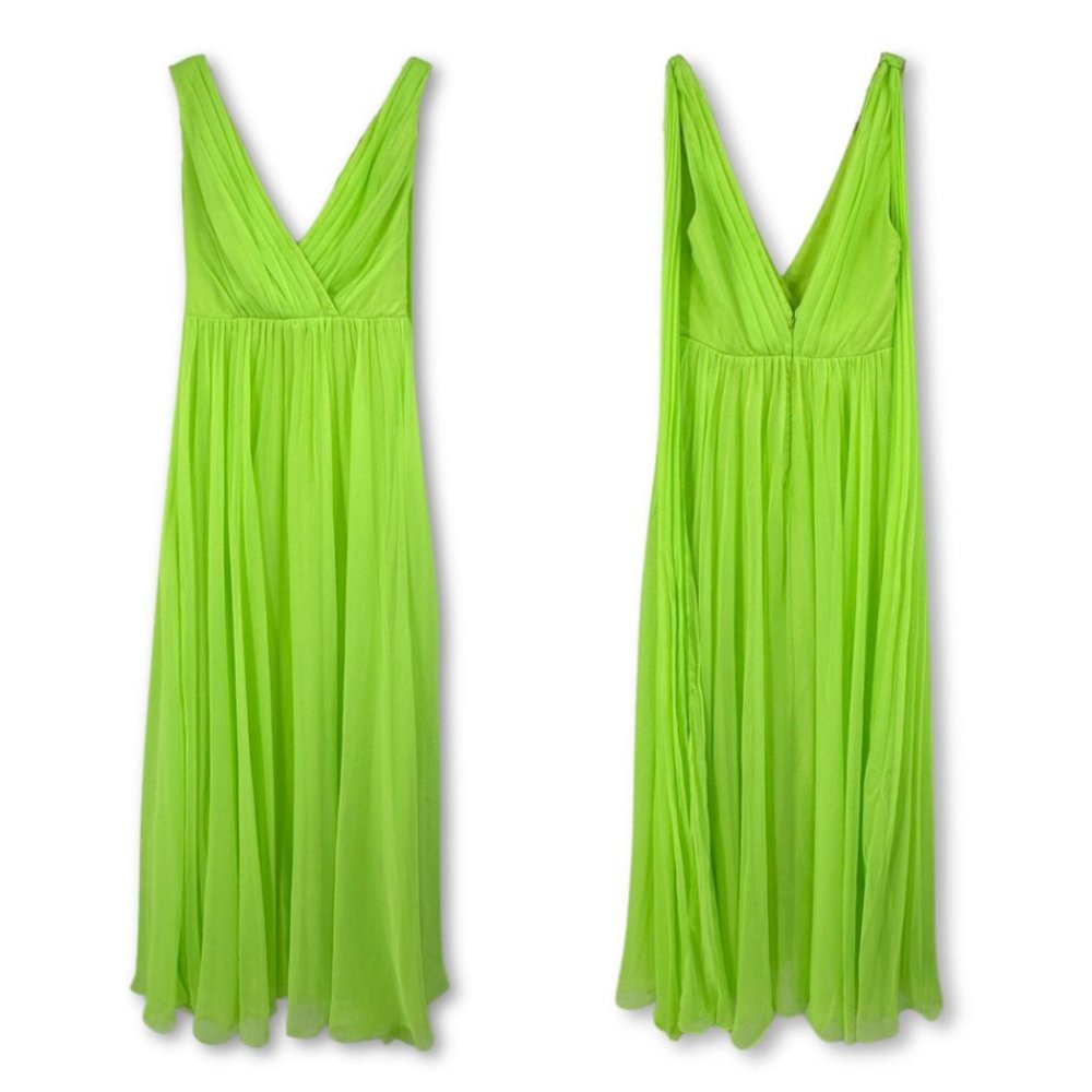 ML Monique Lhuillier Neon Pleated Chiffon Maxi Evening Gown Size US 4 - Picture 4 of 7